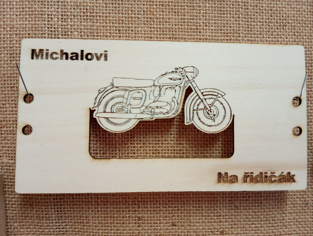 Dřevěný poukaz/držák na peníze — personalizace z vaší fotografie nebo návrhu