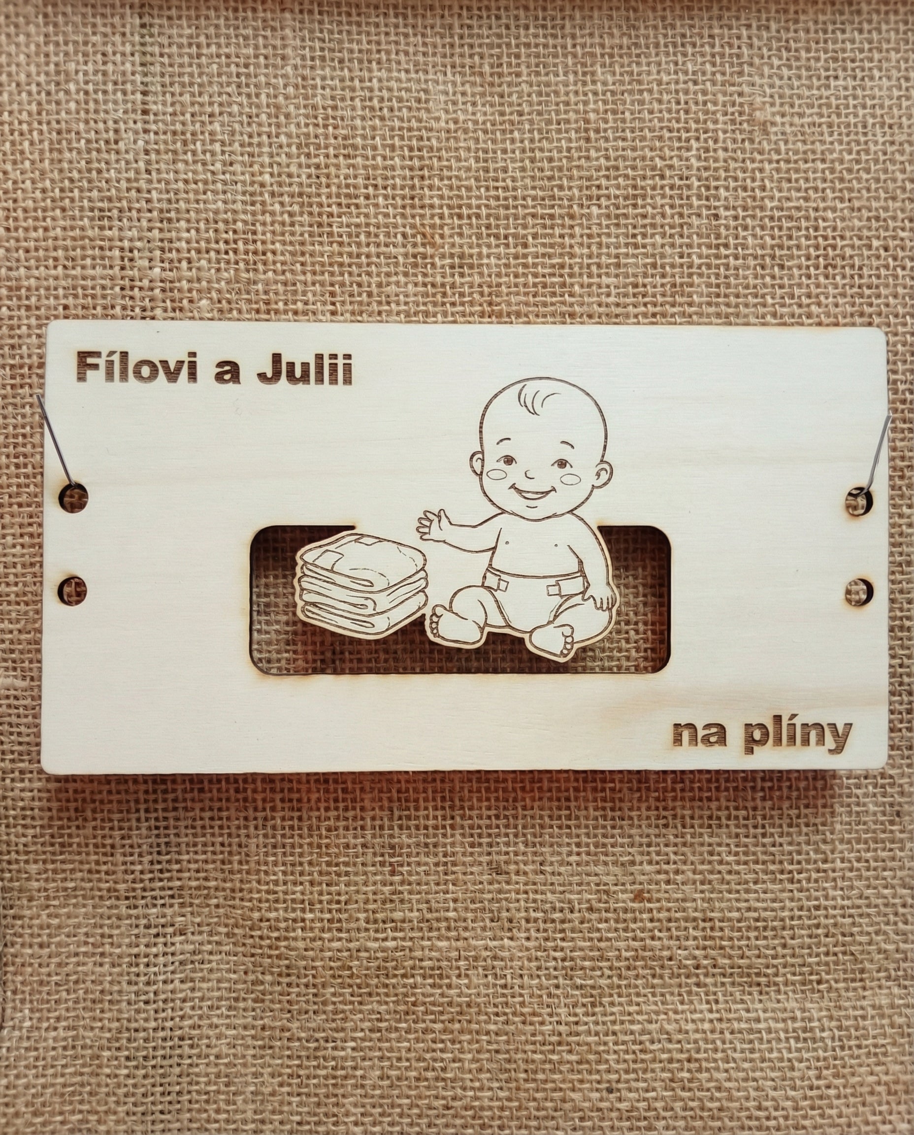 Dřevěný poukaz/držák na peníze — personalizace z vaší fotografie nebo návrhu