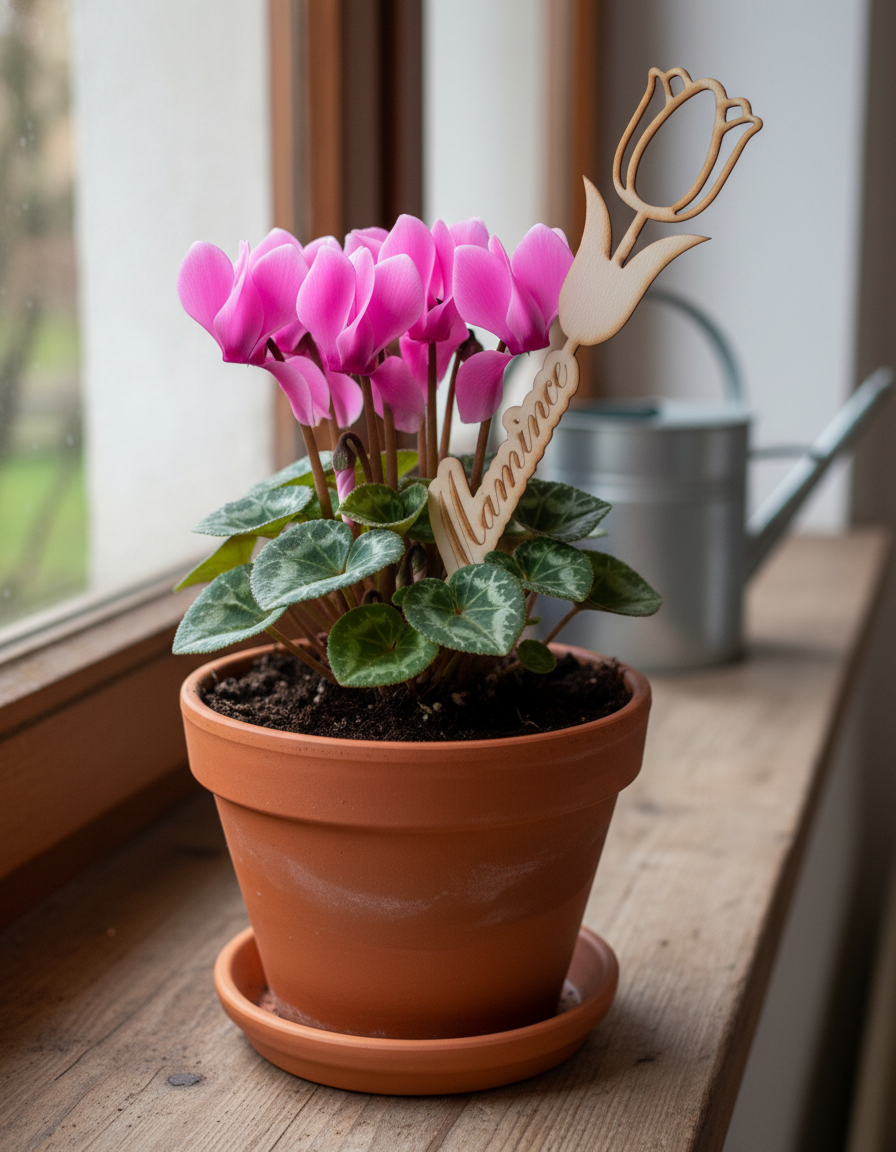 Dřevěný Tulipán s Gravírováním – Personalizovaný Zápich